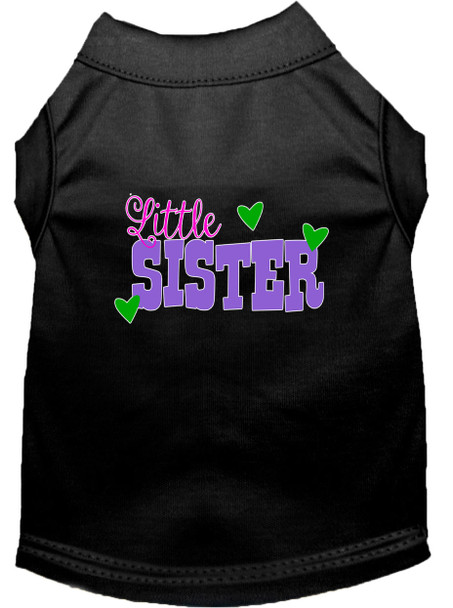 Little Sister Screen Print Dog Shirt - Black