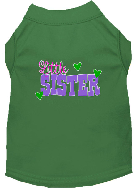 Little Sister Screen Print Dog Shirt - Green
