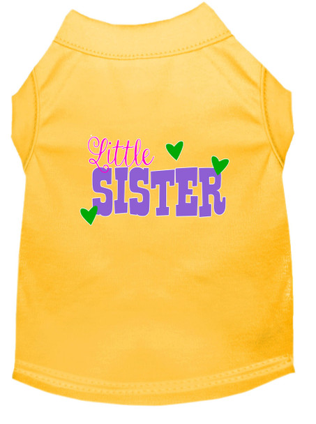 Little Sister Screen Print Dog Shirt - Yellow