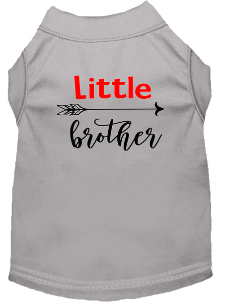 Little Brother Screen Print Dog Shirt - Grey
