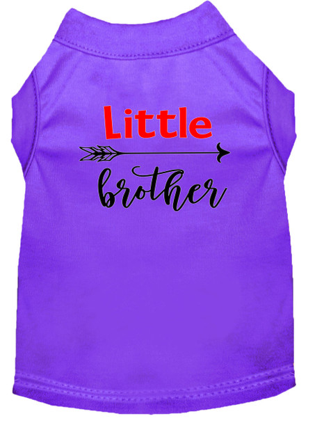 Little Brother Screen Print Dog Shirt - Purple