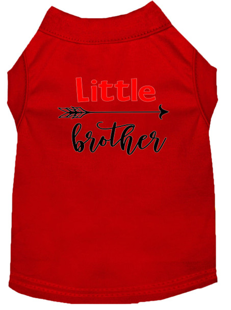 Little Brother Screen Print Dog Shirt - Red