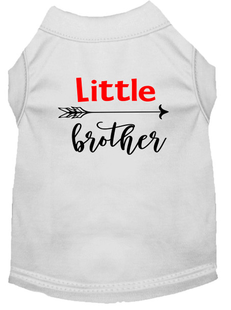 Little Brother Screen Print Dog Shirt - White