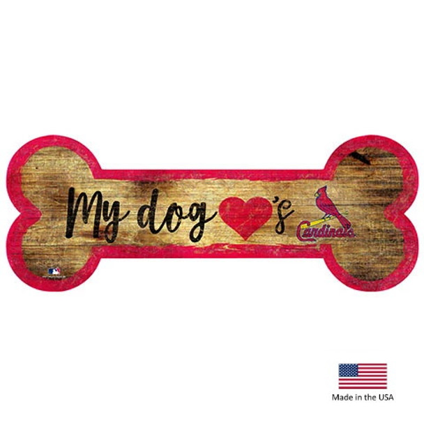 St. Louis Cardinals Distressed Dog Bone Wooden Sign