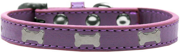 Silver Bone Widget Dog Collar - Lavender