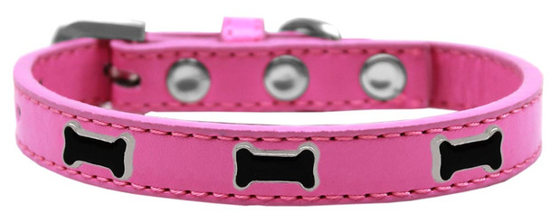 Black Bone Widget Dog Collar - Bright Pink