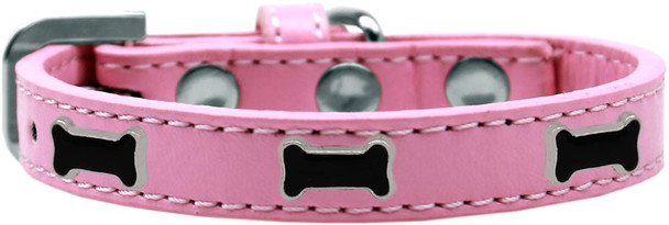 Black Bone Widget Dog Collar - Light Pink