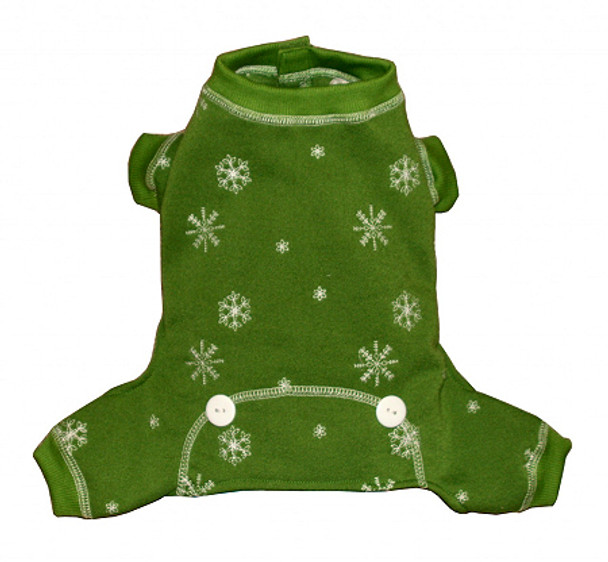 Green Snowflake Long Johns Dog Pajamas