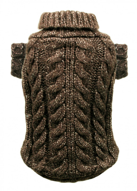 Angora Cable Knit Dog Sweater - Chocolate