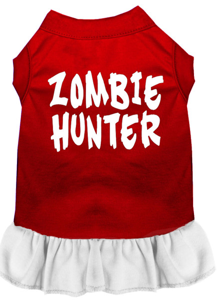 Zombie Hunter Screen Print Dress - Red With White