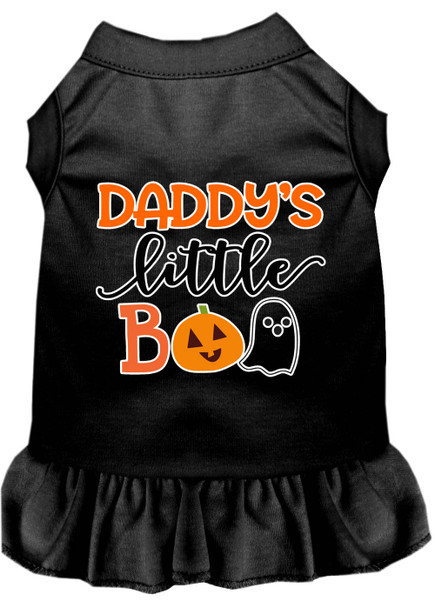 Daddy's Little Boo Screen Print Dog Dress - Black