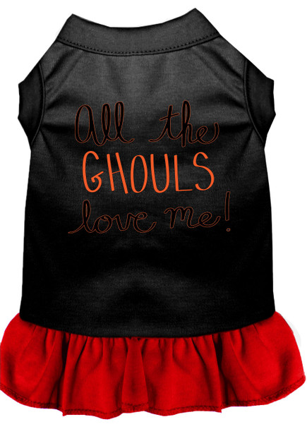 All The Ghouls Screen Print Dog Dress - Black With Red