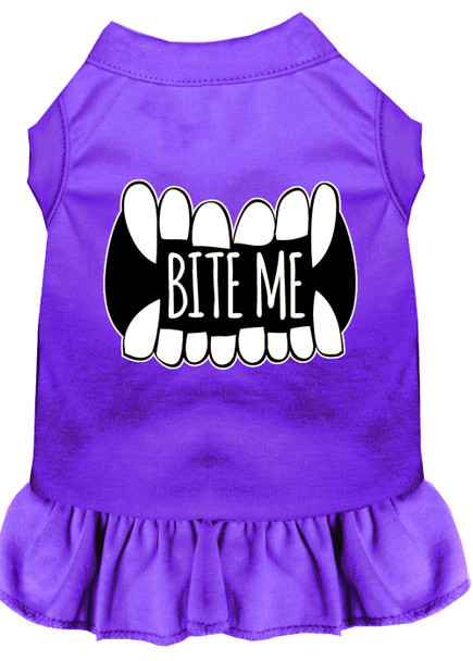 Bite Me Screen Print Dog Dress - Purple