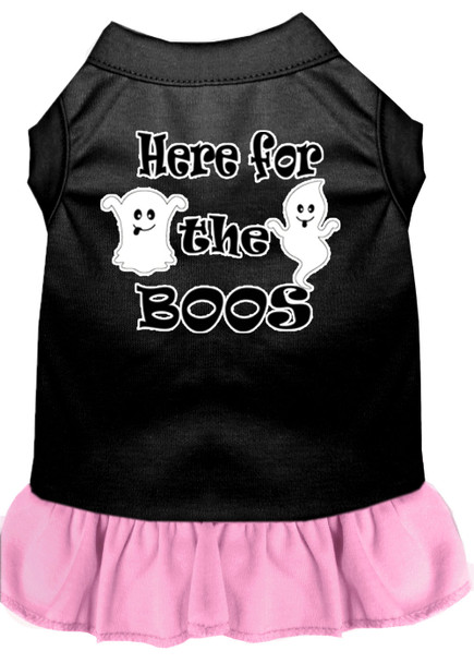 Here For The Boos Screen Print Dog Dress - Black With Light Pink