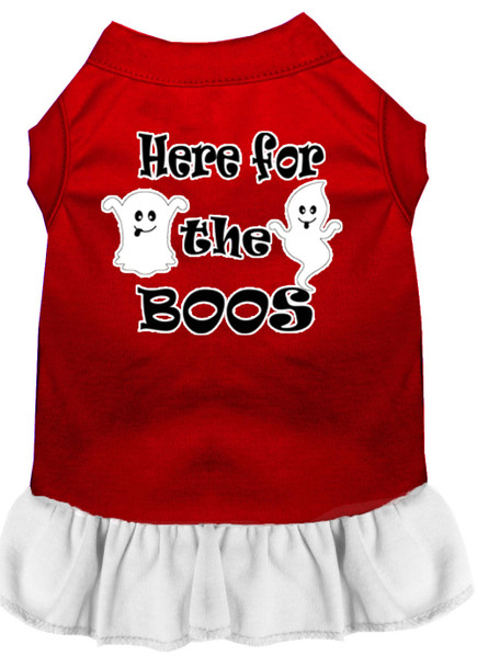 Here For The Boos Screen Print Dog Dress - Red With White