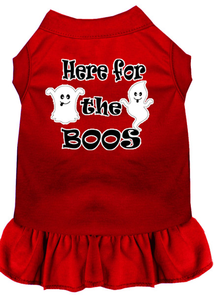 Here For The Boos Screen Print Dog Dress - Red