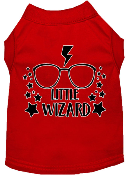 Little Wizard Screen Print Dog Shirt - Red