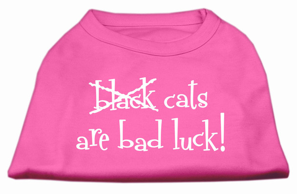 Black Cats Are Bad Luck Screen Print Shirt - Bright Pink