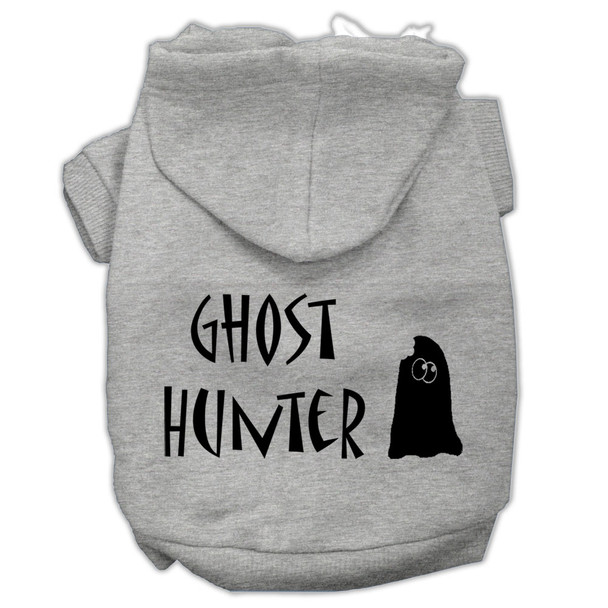 Ghost Hunter Screen Print Pet Hoodies - Grey With Black Lettering