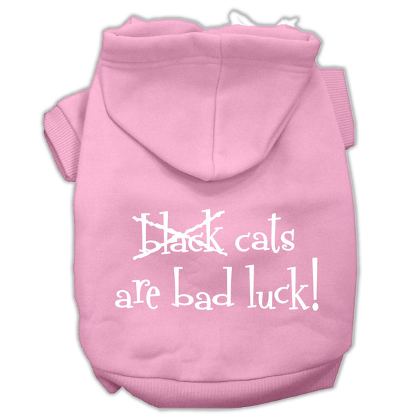 Black Cats Are Bad Luck Screen Print Pet Hoodies - Light Pink