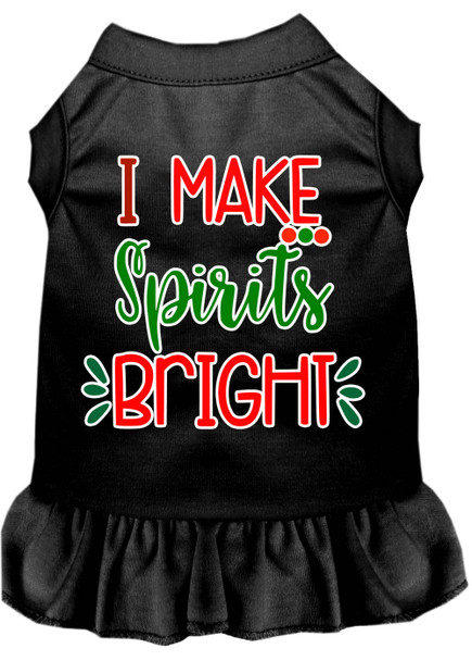 I Make Spirits Bright Screen Print Dog Dress - Black