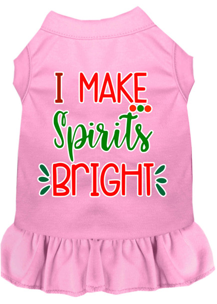 I Make Spirits Bright Screen Print Dog Dress - Light Pink