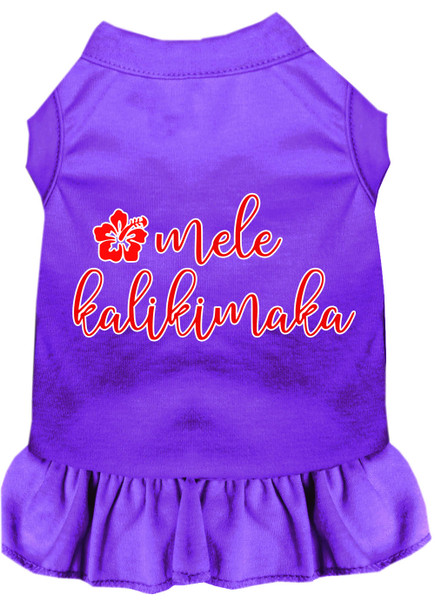 Mele Kalikimaka Screen Print Dog Dress - Purple