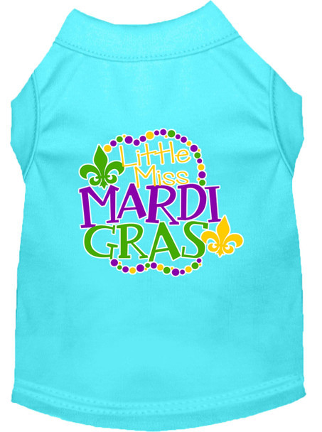 Miss Mardi Gras Screen Print Mardi Gras Dog Shirt - Aqua