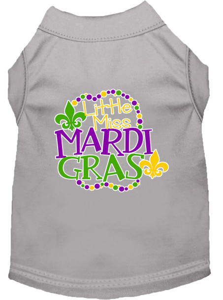Miss Mardi Gras Screen Print Mardi Gras Dog Shirt - Grey