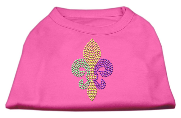 Mardi Gras Fleur De Lis Rhinestone Dog Shirt - Bright Pink