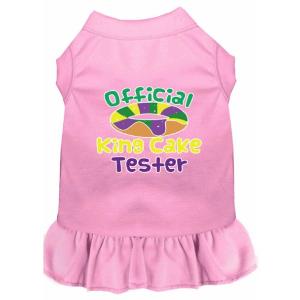 King Cake Taster Screen Print Mardi Gras Dog Dress - Light Pink