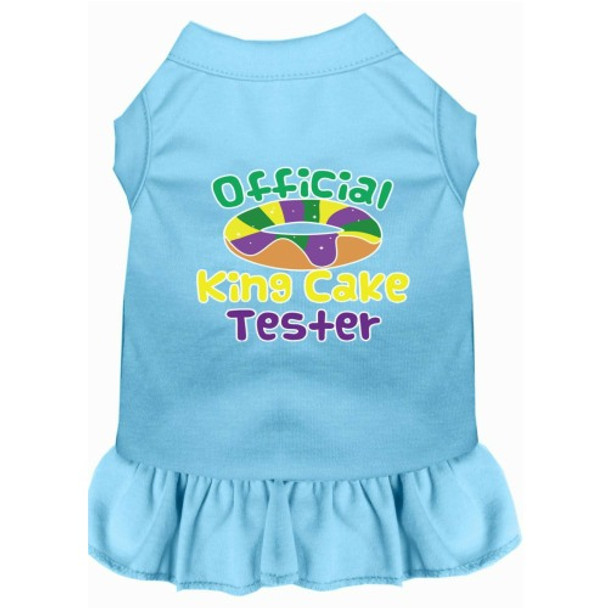 King Cake Taster Screen Print Mardi Gras Dog Dress - Baby Blue