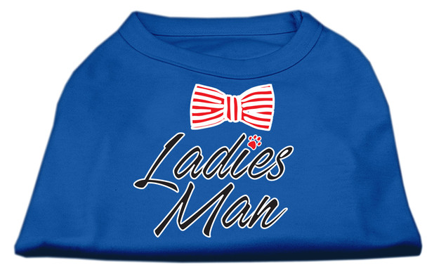 Ladies Man Screen Print Dog Shirt - Blue