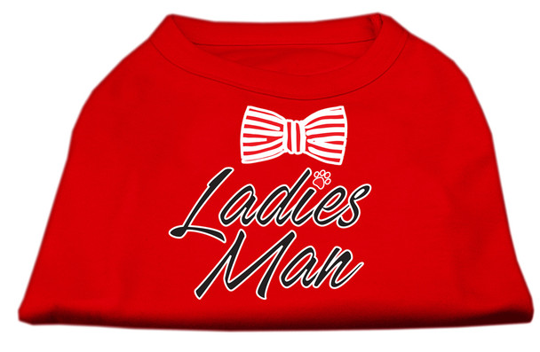 Ladies Man Screen Print Dog Shirt - Red