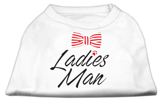 Ladies Man Screen Print Dog Shirt - White