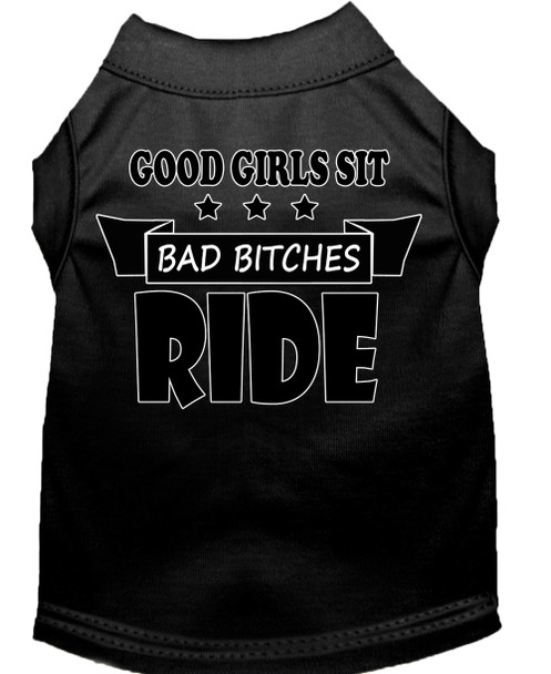 Bitches Ride Screen Print Dog Shirt - Black