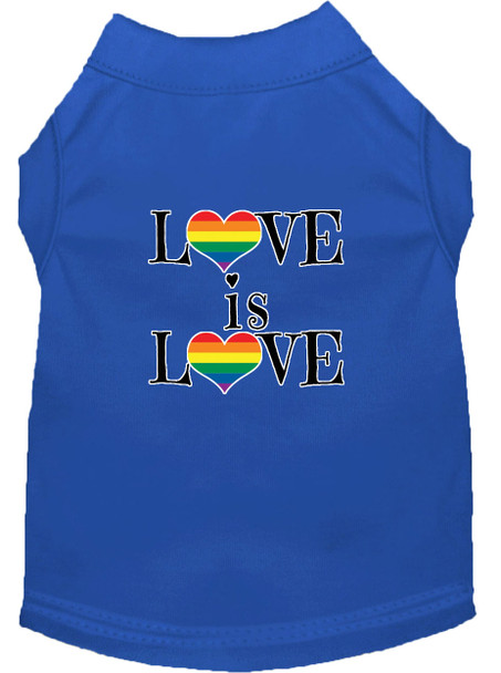 Love Is Love Screen Print Dog Shirt - Blue
