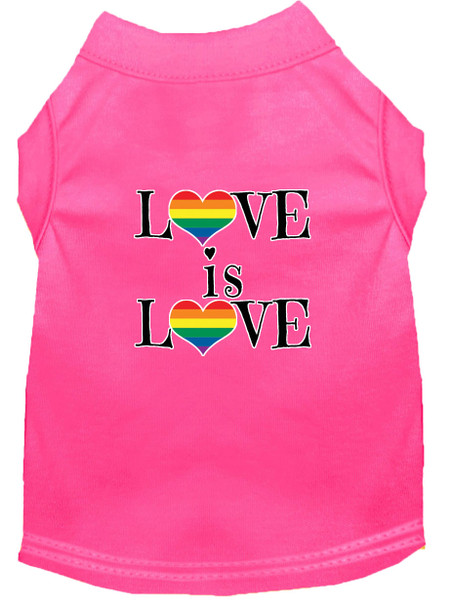 Love Is Love Screen Print Dog Shirt - Bright Pink