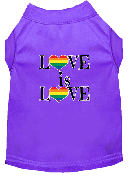 Love Is Love Screen Print Dog Shirt - Purple