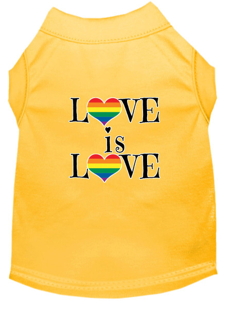 Love Is Love Screen Print Dog Shirt - Yellow