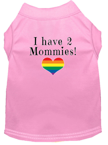 I Have 2 Mommies Screen Print Dog Shirt - Light Pink