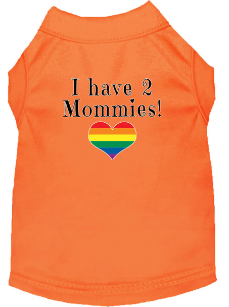 I Have 2 Mommies Screen Print Dog Shirt - Orange