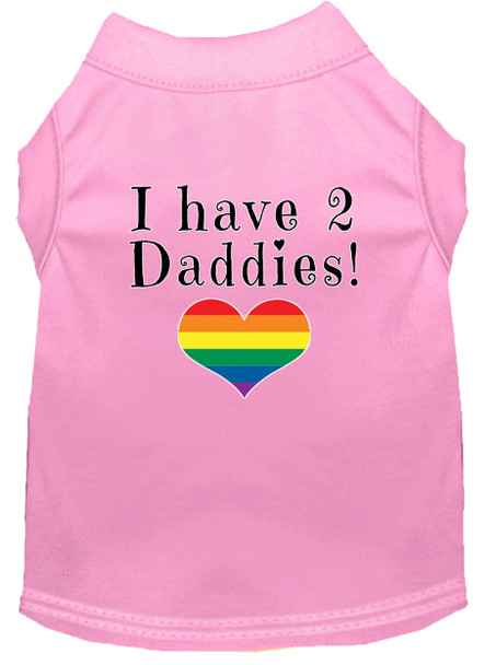 I Have 2 Daddies Screen Print Dog Shirt - Light Pink
