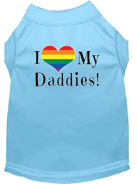 I Heart My Daddies Screen Print Dog Shirt - Baby Blue