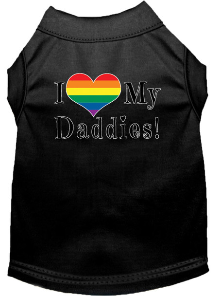 I Heart My Daddies Screen Print Dog Shirt - Black