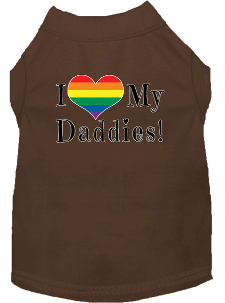 I Heart My Daddies Screen Print Dog Shirt - Brown
