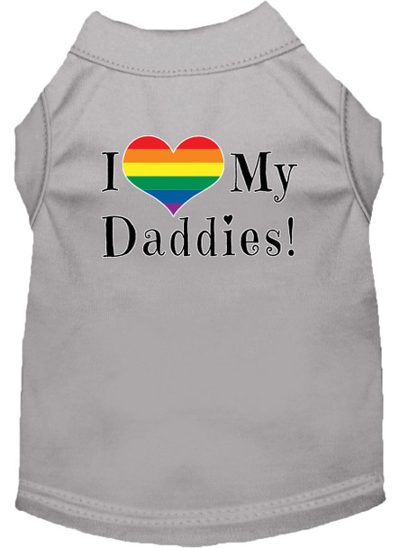 I Heart My Daddies Screen Print Dog Shirt - Grey