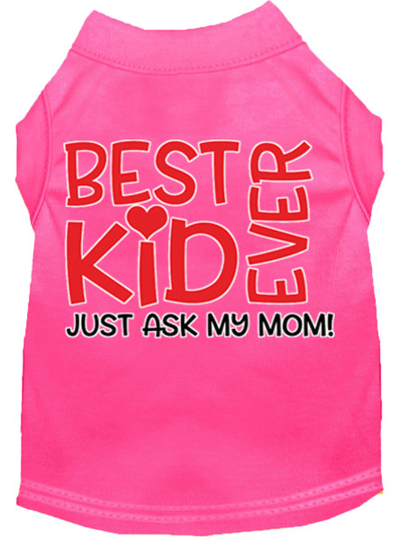 Ask My Parents Screen Print Dog Shirt - Bright Pink