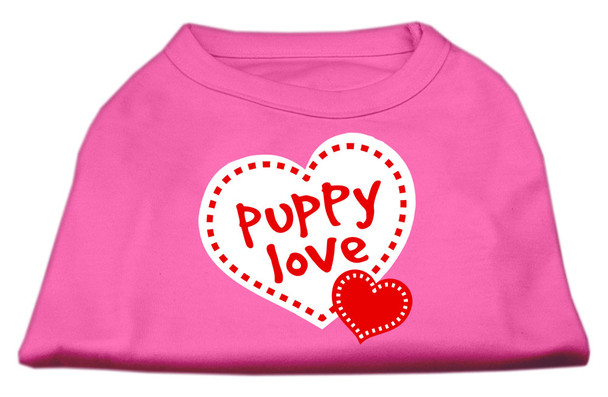 Puppy Love Screen Print Dog Shirt - Bright Pink