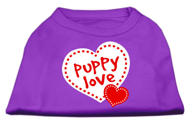 Puppy Love Screen Print Dog Shirt - Purple